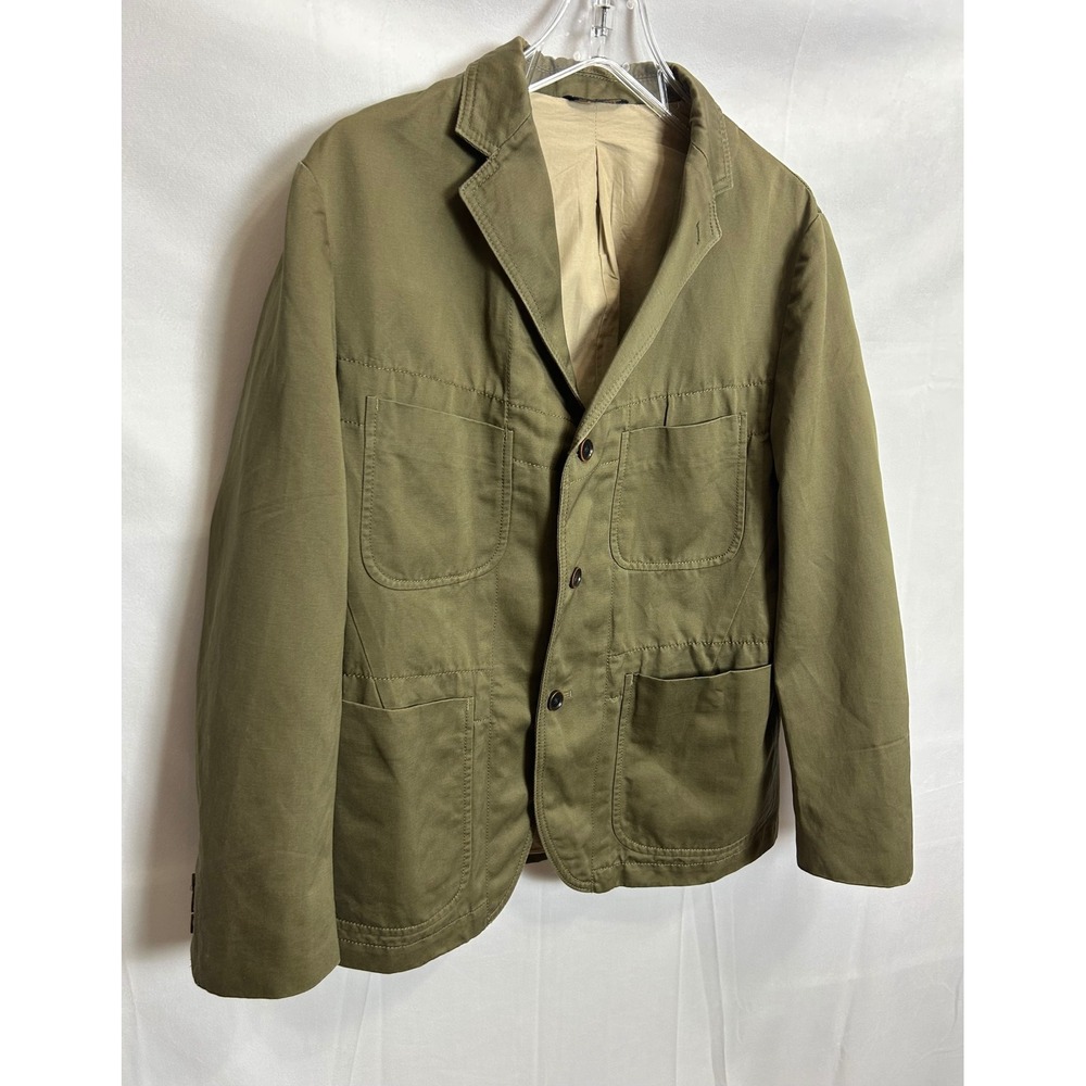 Banana Republic Mens 40S Olive Green Cotton Linen Safari Blazer Field Jacket - Picture 11 of 16